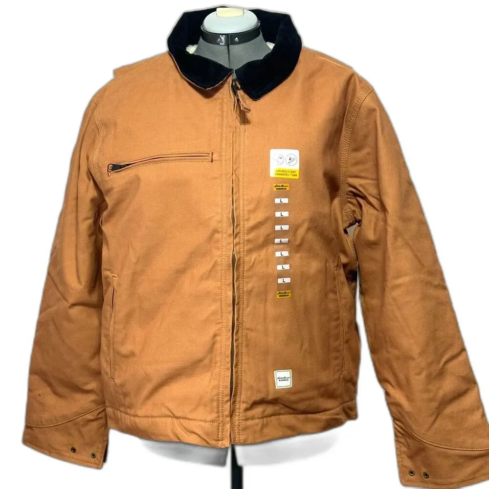 Eddie Bauer NWT Sz M Brown Men's Multi Pocket Berber Lined Jacket